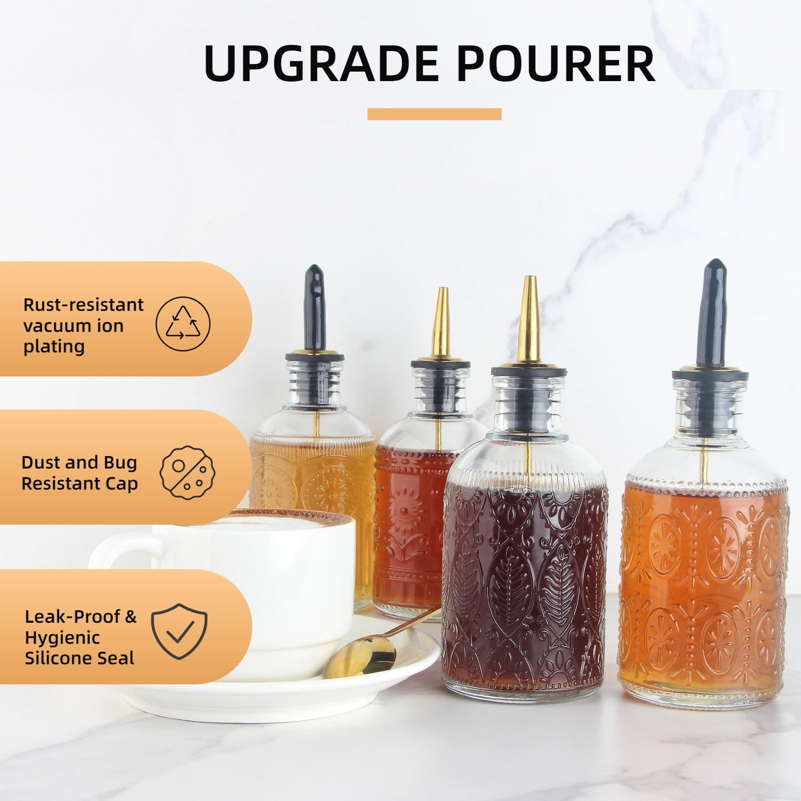 Full cover dust caps included for each bottle