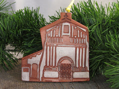 California Mission Church ornament glazed and kiln fired