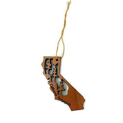 Handmade in USA California Redwood ornament with natural grain