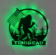Bigfoot Sasquatch name sign on metal wall art