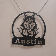 Personalized wolf lover name sign CALILI