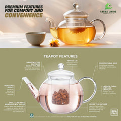 Stovetop safe borosilicate glass teapot for loose leaf tea
