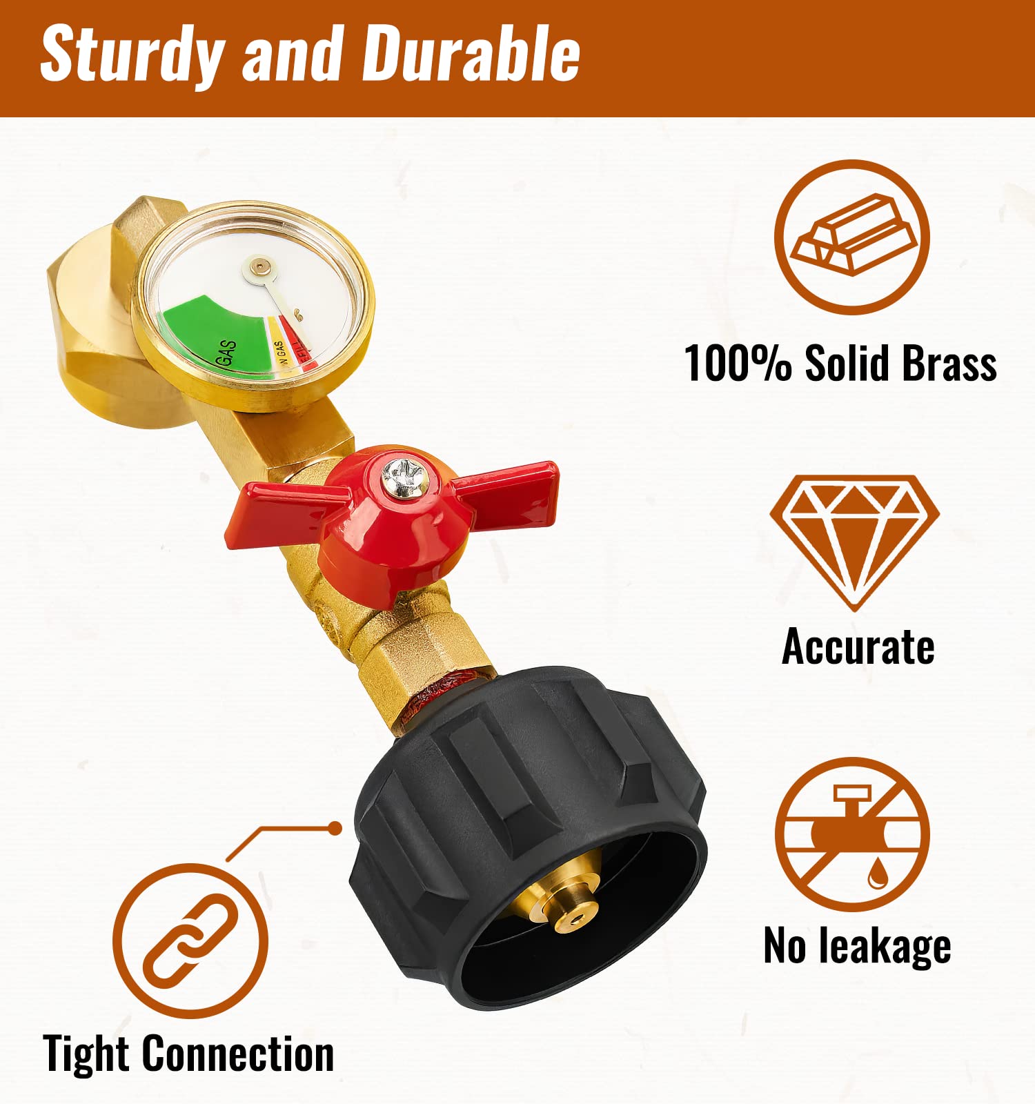 Elbow design enables quick refills to 16oz cylinders