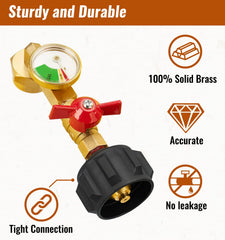 Elbow design enables quick refills to 16oz cylinders