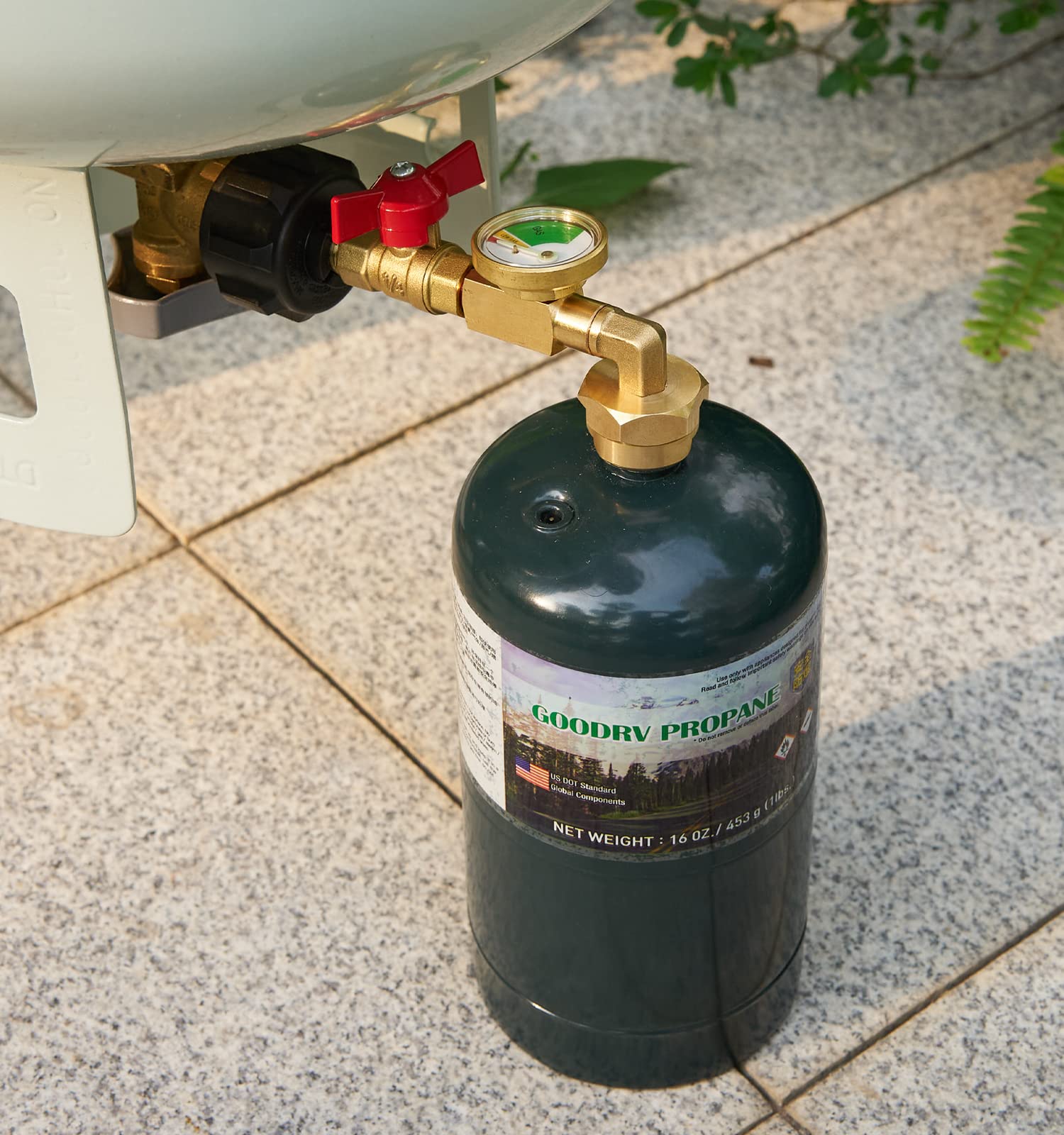 Propane refill adapter with valve for safe connections