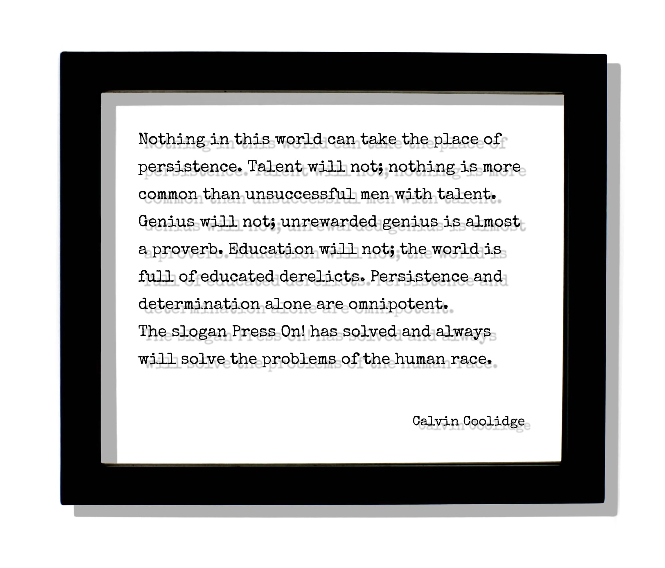 Calvin Coolidge floating quote on clear acrylic