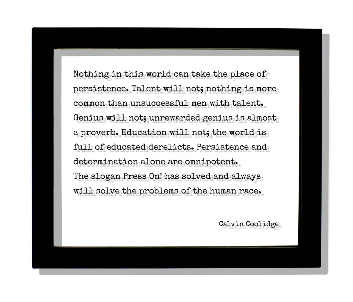 Calvin Coolidge floating quote on clear acrylic