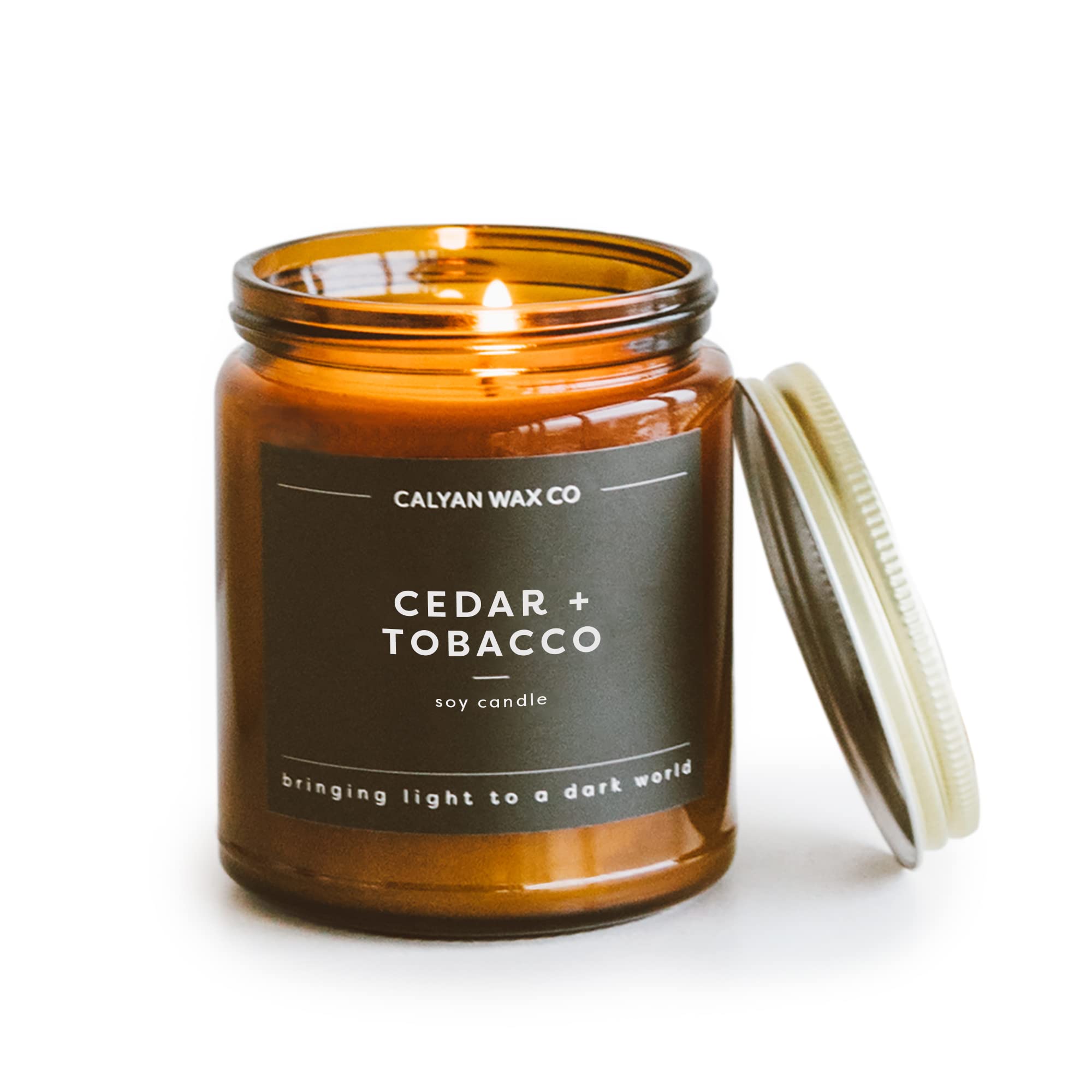 Calyan Wax Co Cedar & Tobacco scented candle cedarwood vanilla amber tobacco