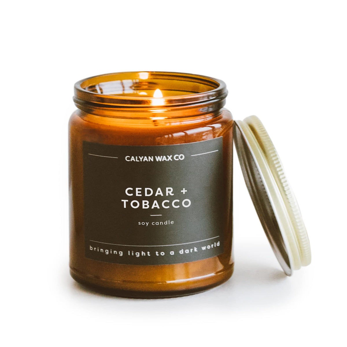 Calyan Wax Co Cedar & Tobacco scented candle cedarwood vanilla amber tobacco