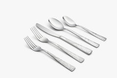 Cambridge 420620CBW12 Sasha Sand 20-Piece Flatware Set sandblast finish angle