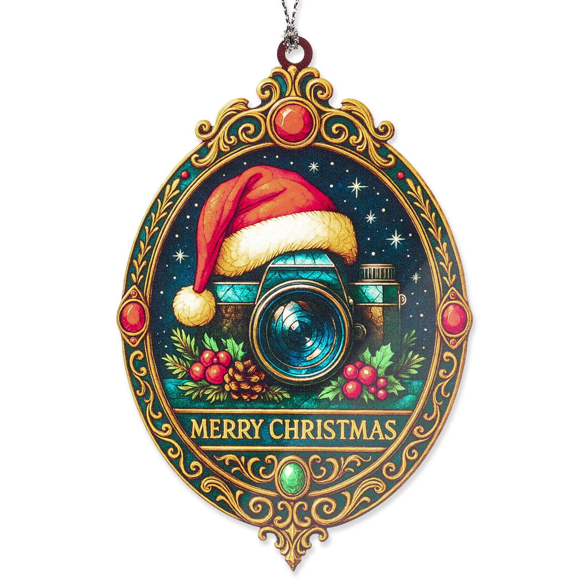 Camera Christmas Ornament on tree display