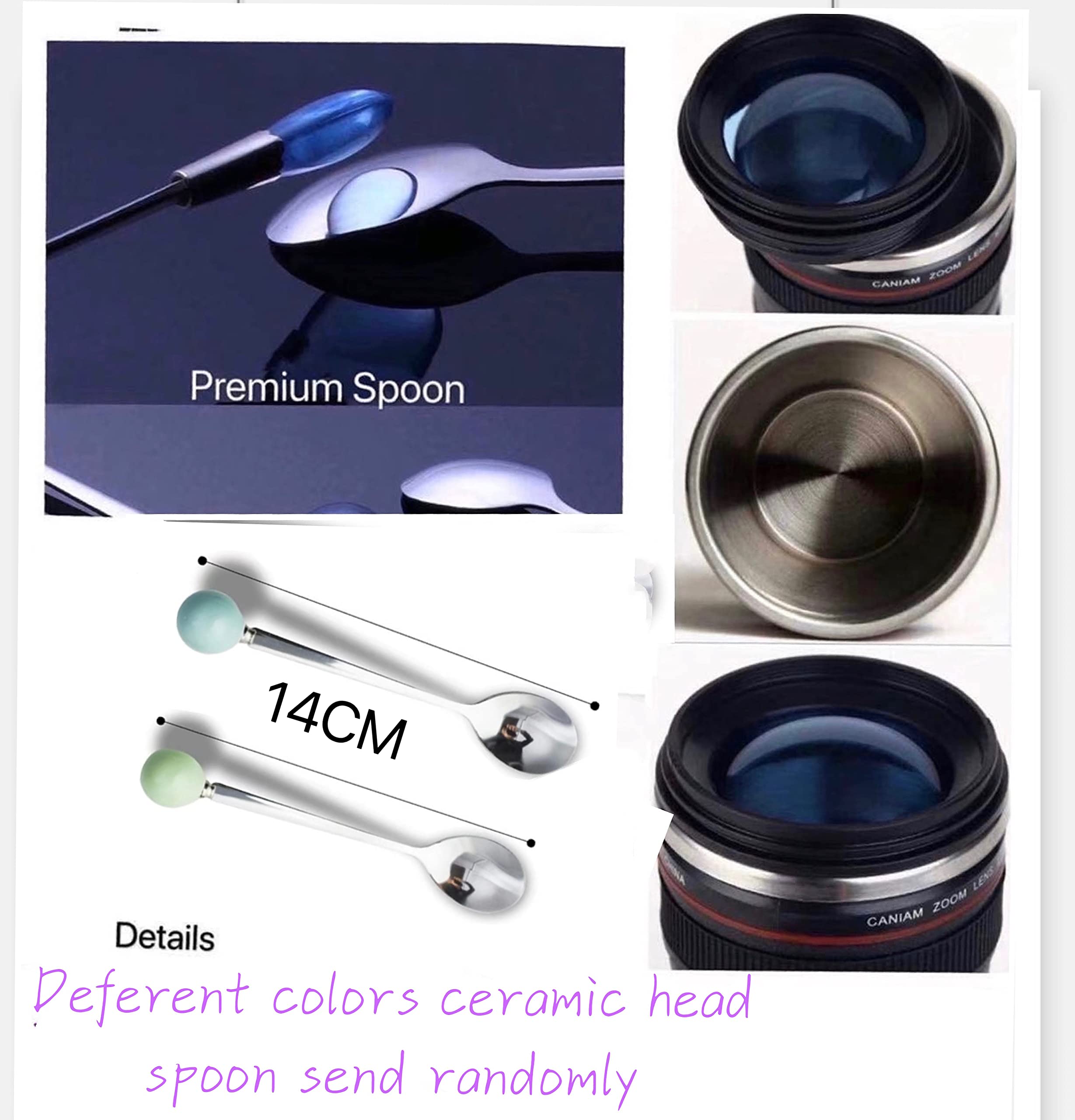 Camera lens coffee mug with retractable lid