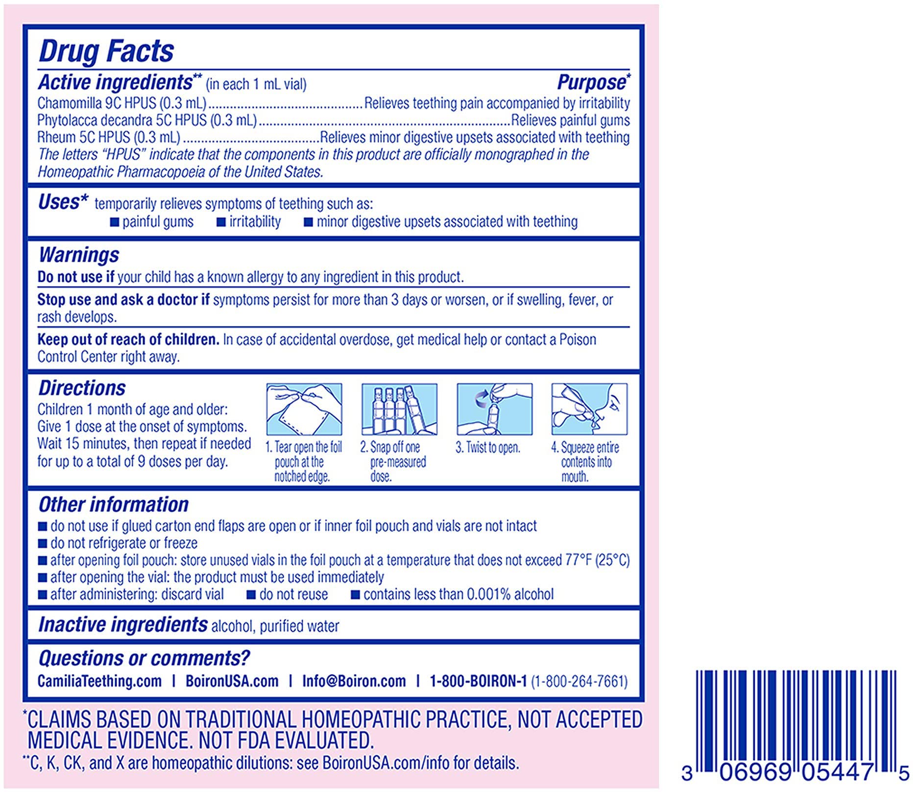 Camilia Drops pack of 2 with 80 doses label