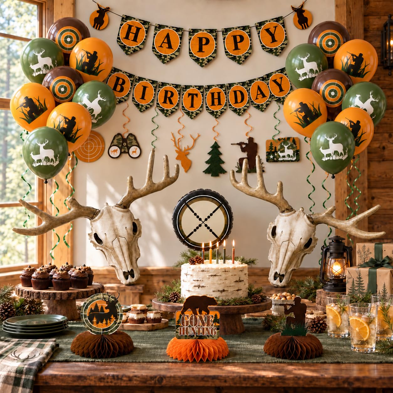 Camo banner for hunting themed birthday party