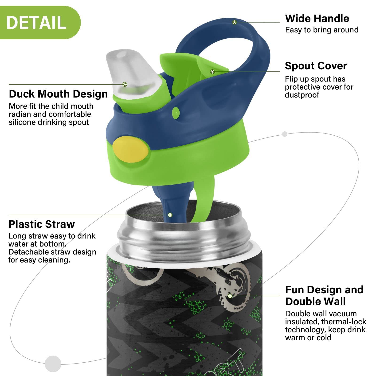 Camouflage Motocross Riding pattern on SDMKA kids bottle