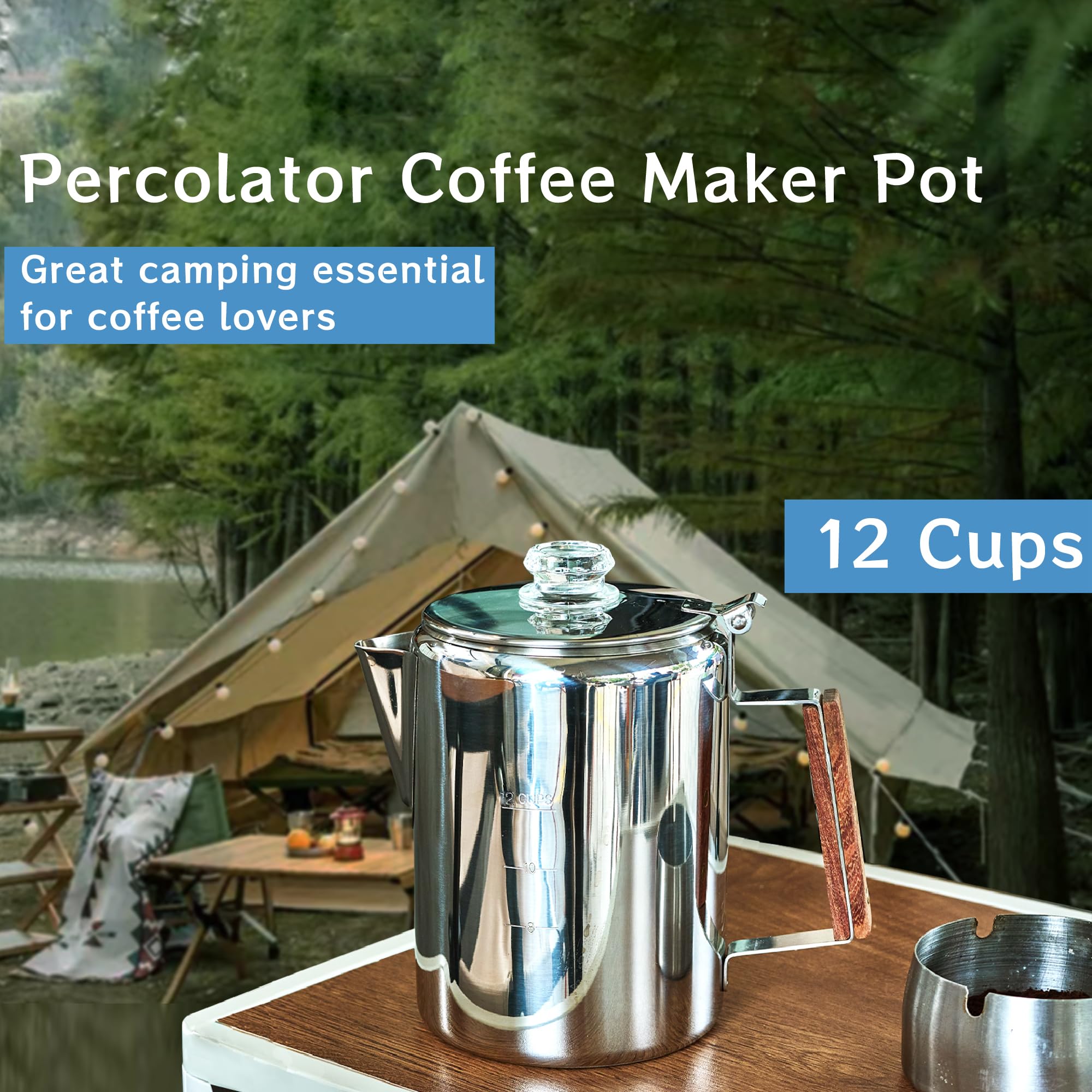 Camping Coffee Percolator in use over a campfire
