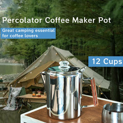 Camping Coffee Percolator in use over a campfire
