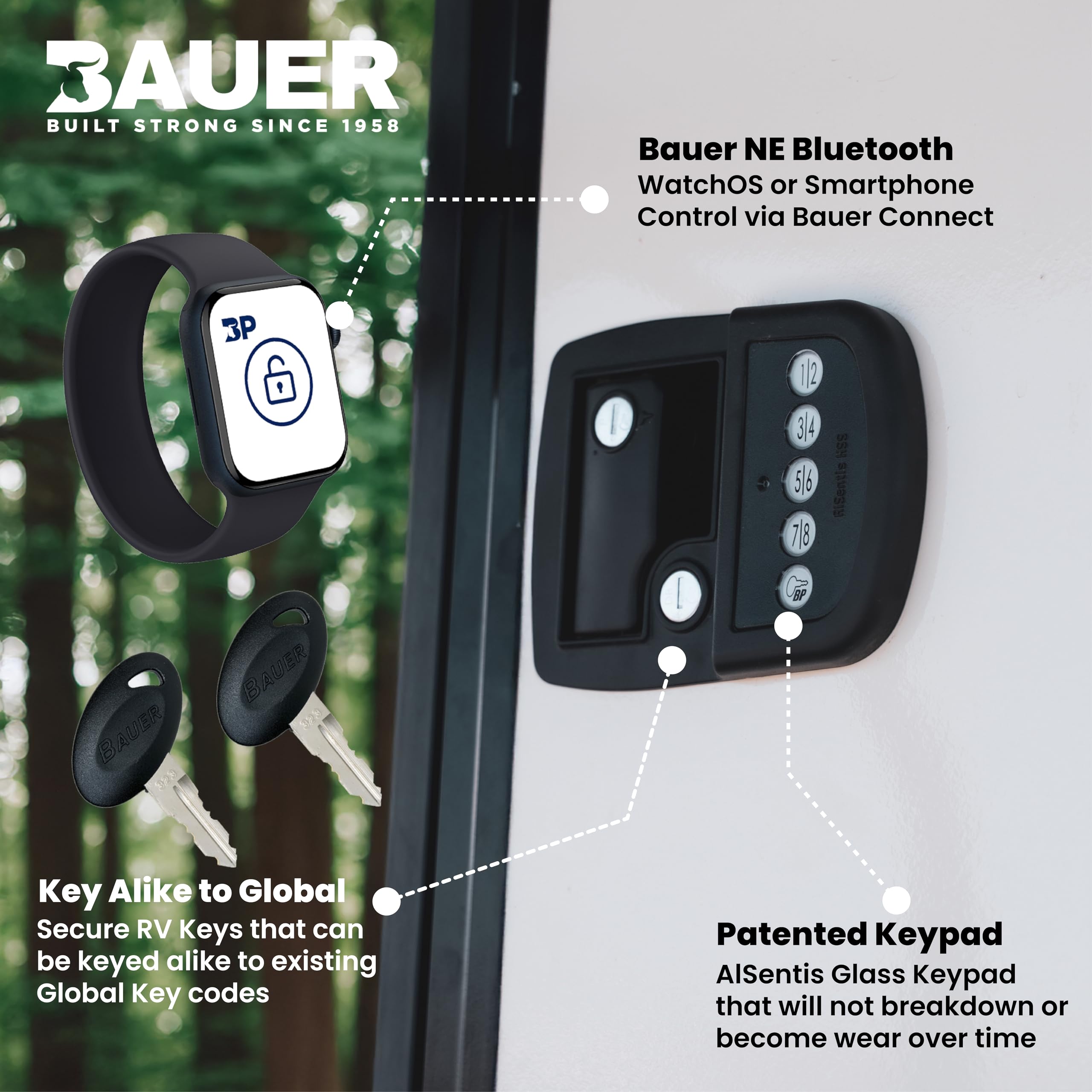 camper essentials Bauer NE door lock in packaging