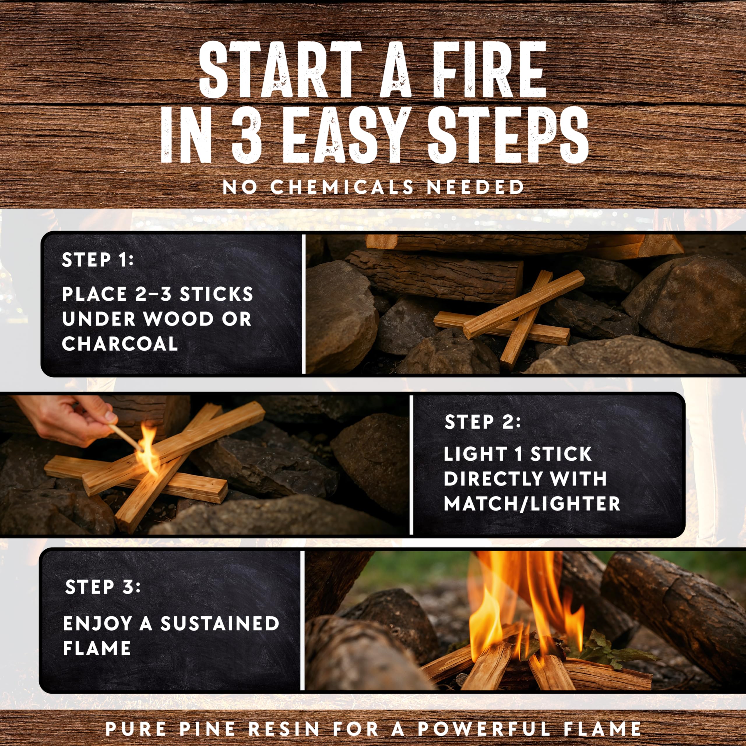 High resin fatwood for quick fire starting