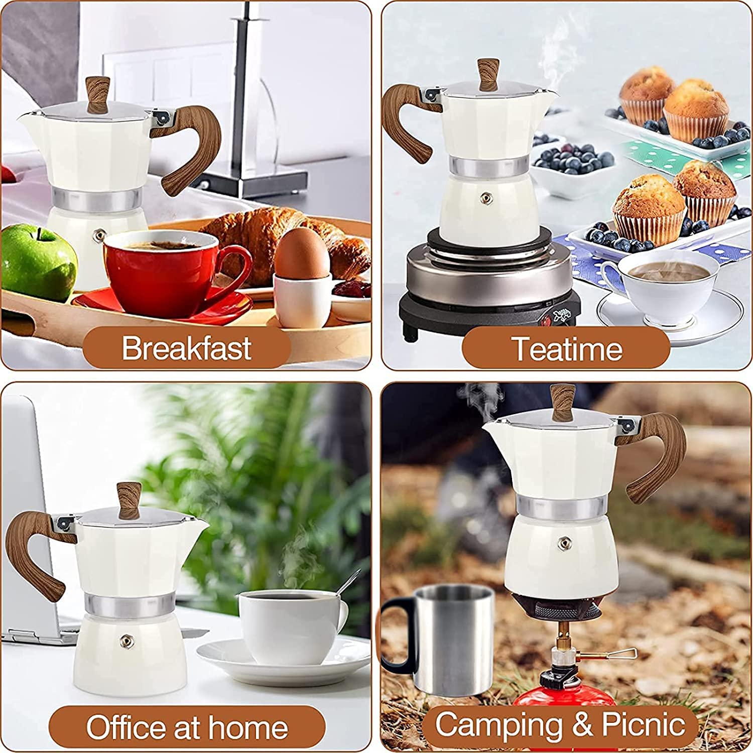 Durable aluminum moka pot with safety valve