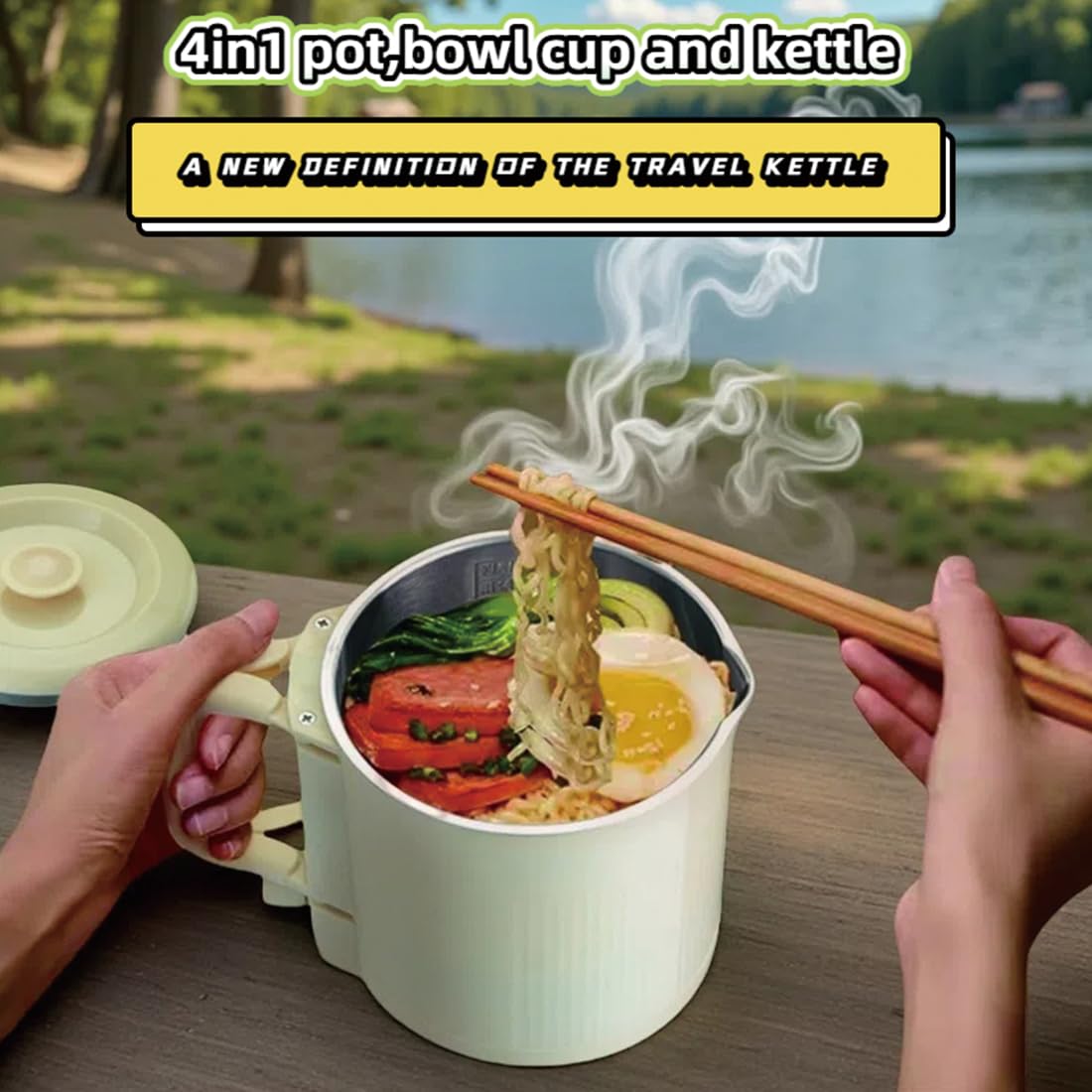 camping RV hotel use foldable kettle with water level window