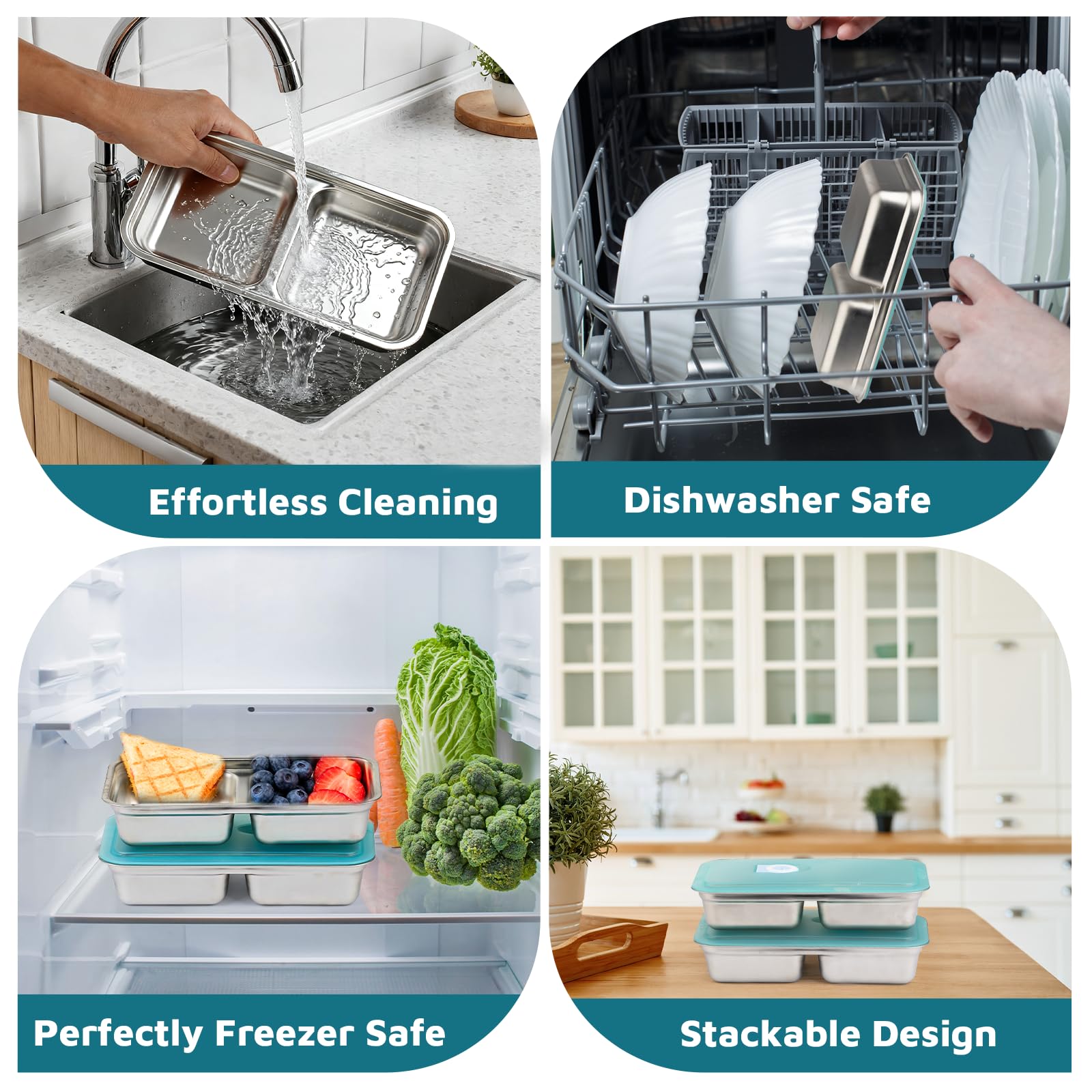 two-compartment snack storage stainless steel for travel