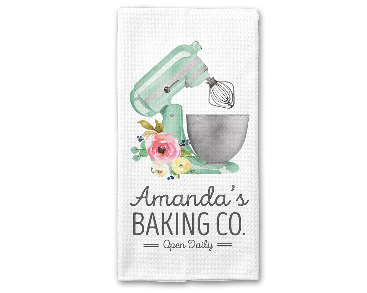 Canary Road Teal Mixer and Baking Kitchen Towel 16x24 waffle weave
