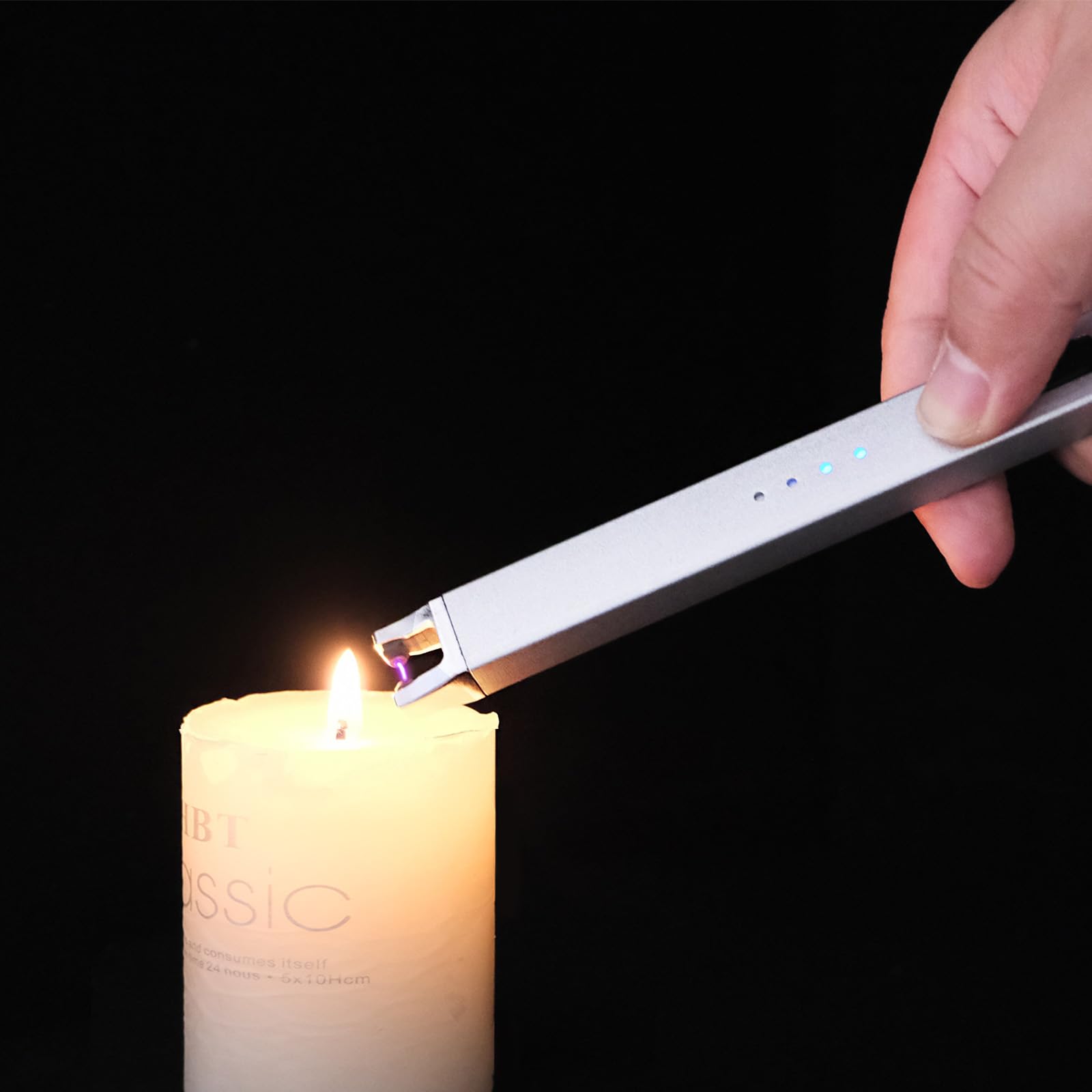 lighting candles bbq camping and fireworks with lighter