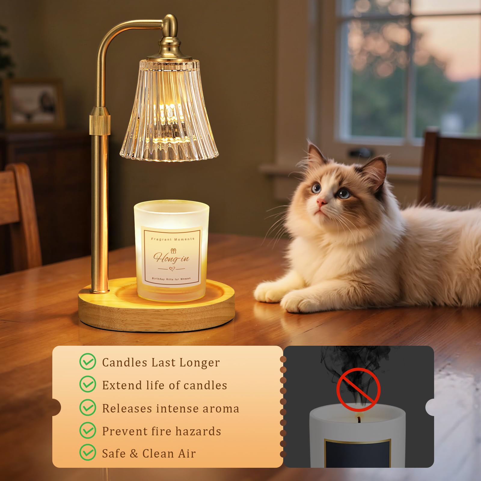 Adjustable stem fits various jar candle sizes