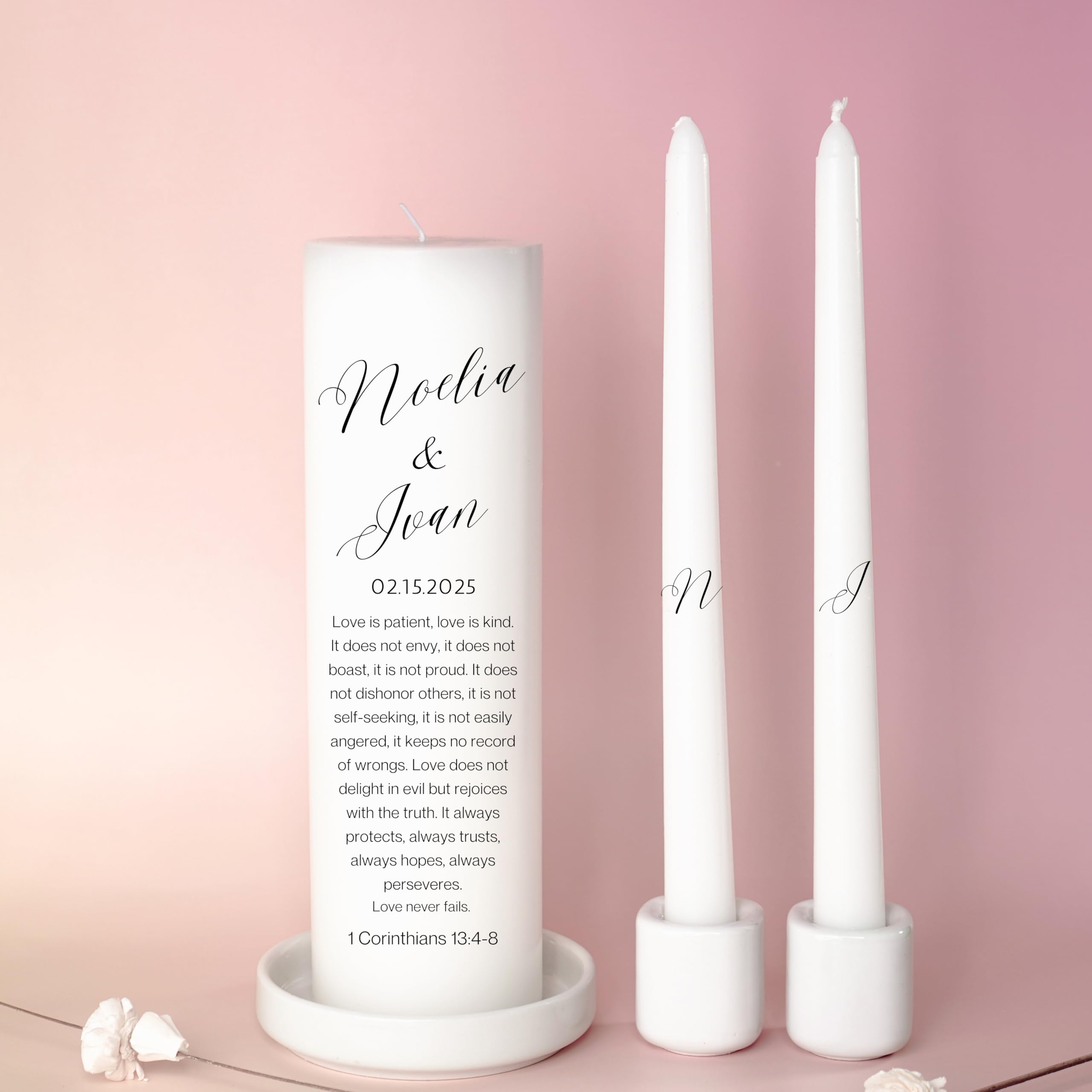 Pillar and taper candles for wedding set