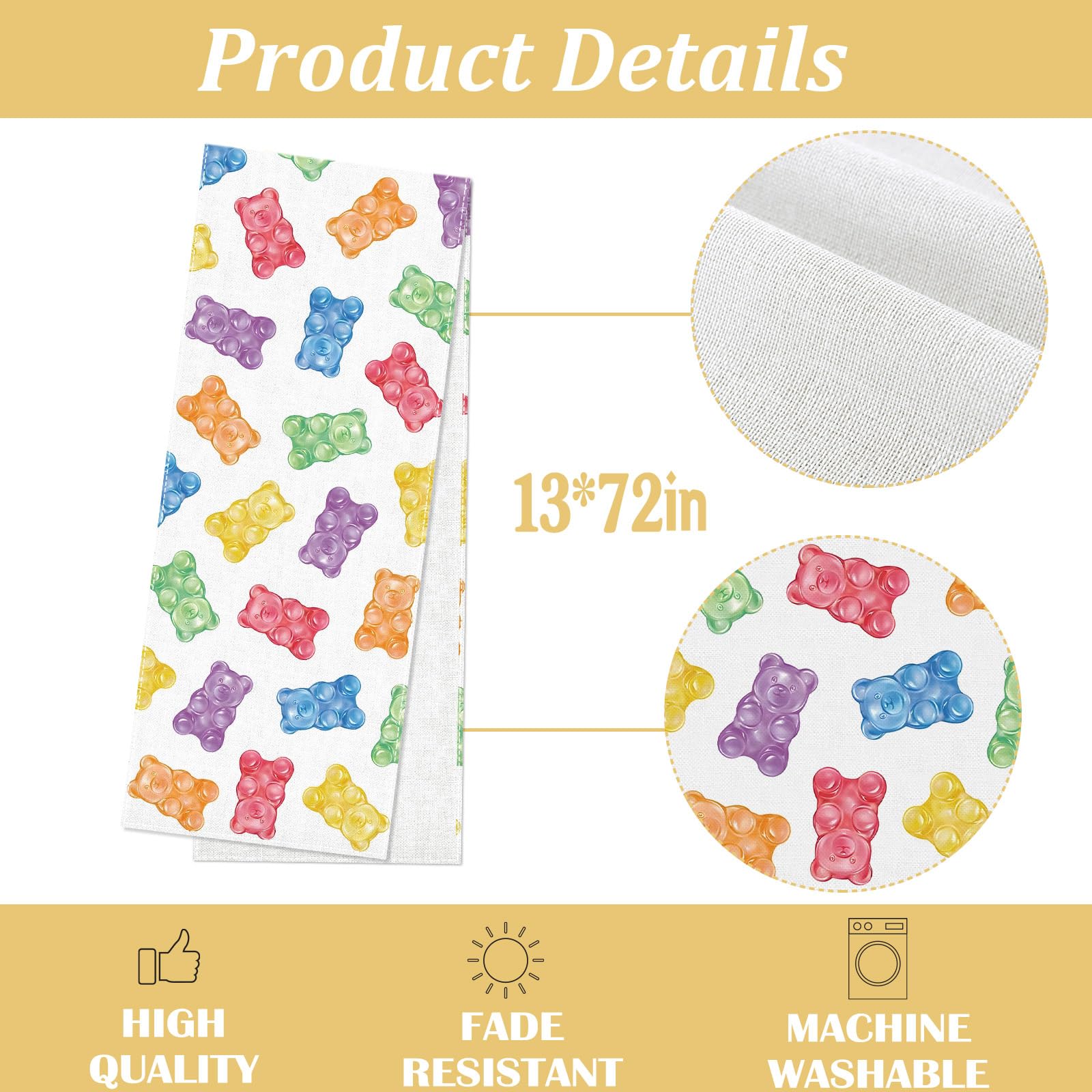 Table runner polyester linen like 33x183 cm on table