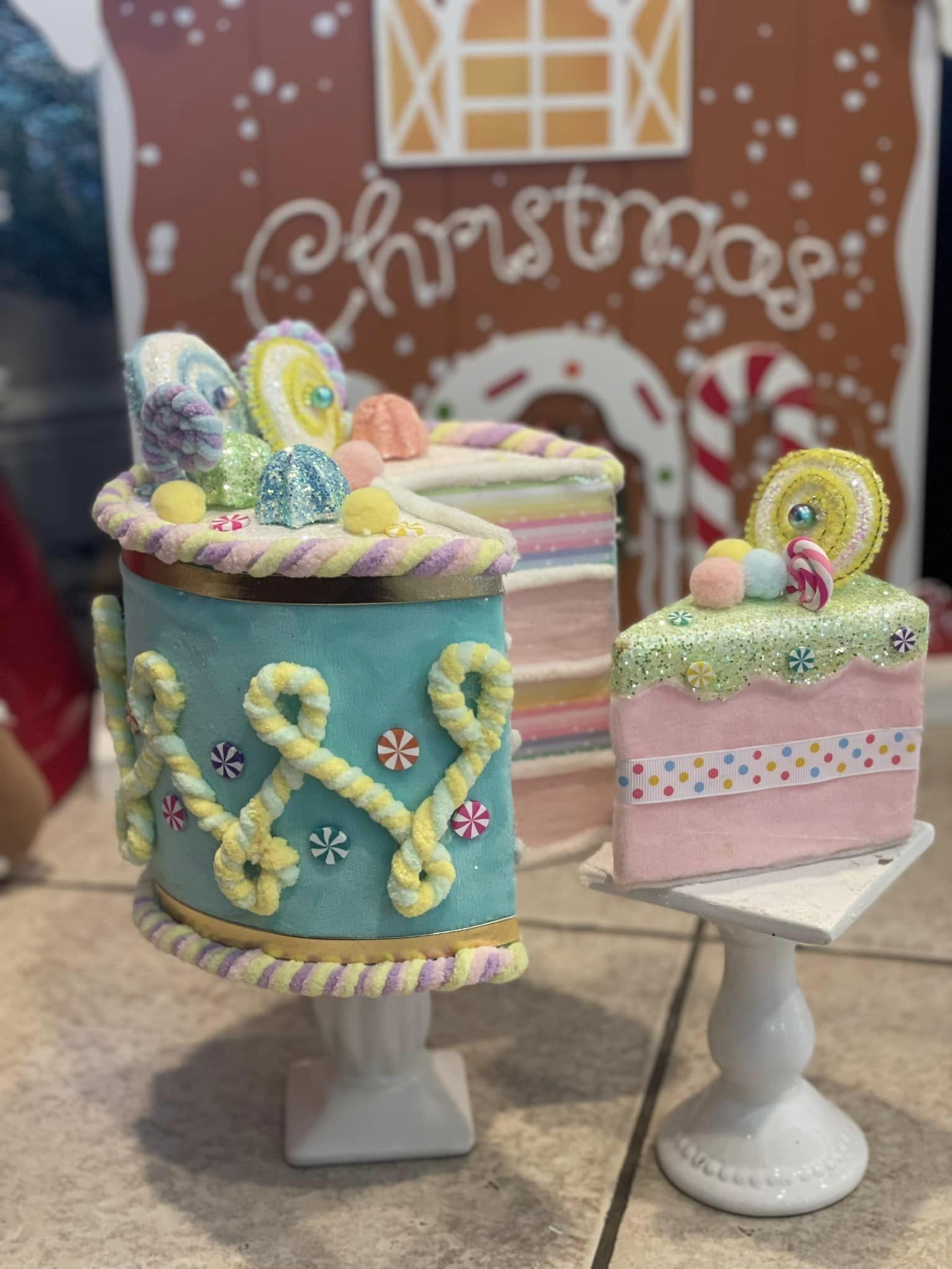 Candy Land FAke Bake sparkly faux cake cake stand decor 10 inch