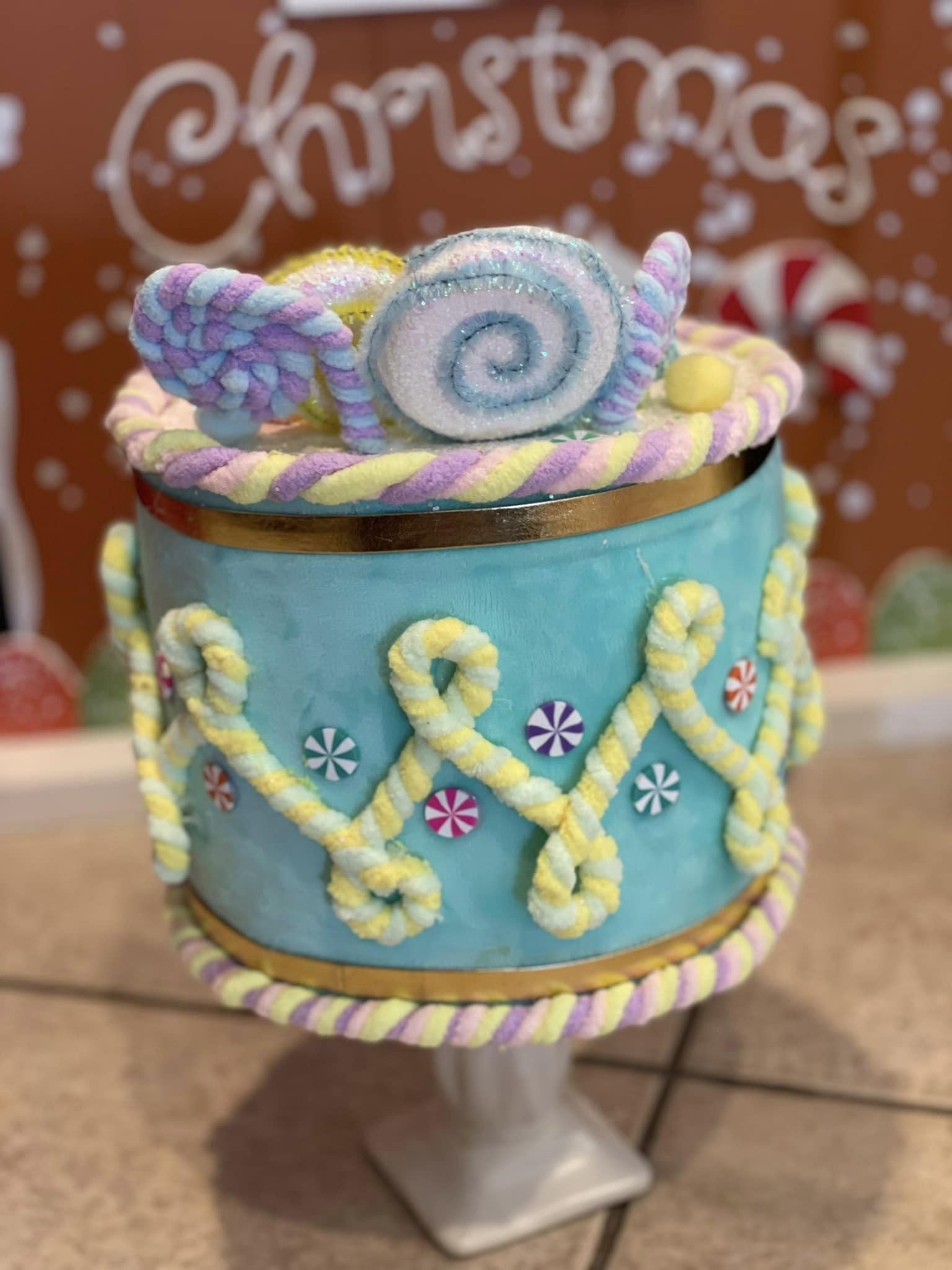 Candy Land FAke Bake sparkly faux cake decorative display with slice pairing