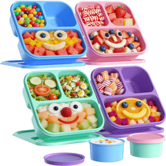 Canfanni 4 Pcs Bento Box Set 3-compartment lunch boxes