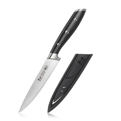 Cangshan ALPS Series 502759 5inch serrated knife with sheath black handle
