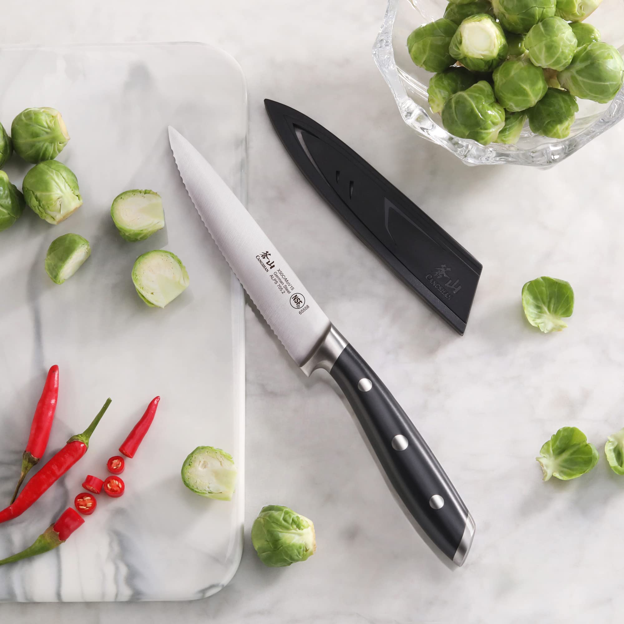 NSF certified serrated knife packaging Cangshan ALPS Series 502759