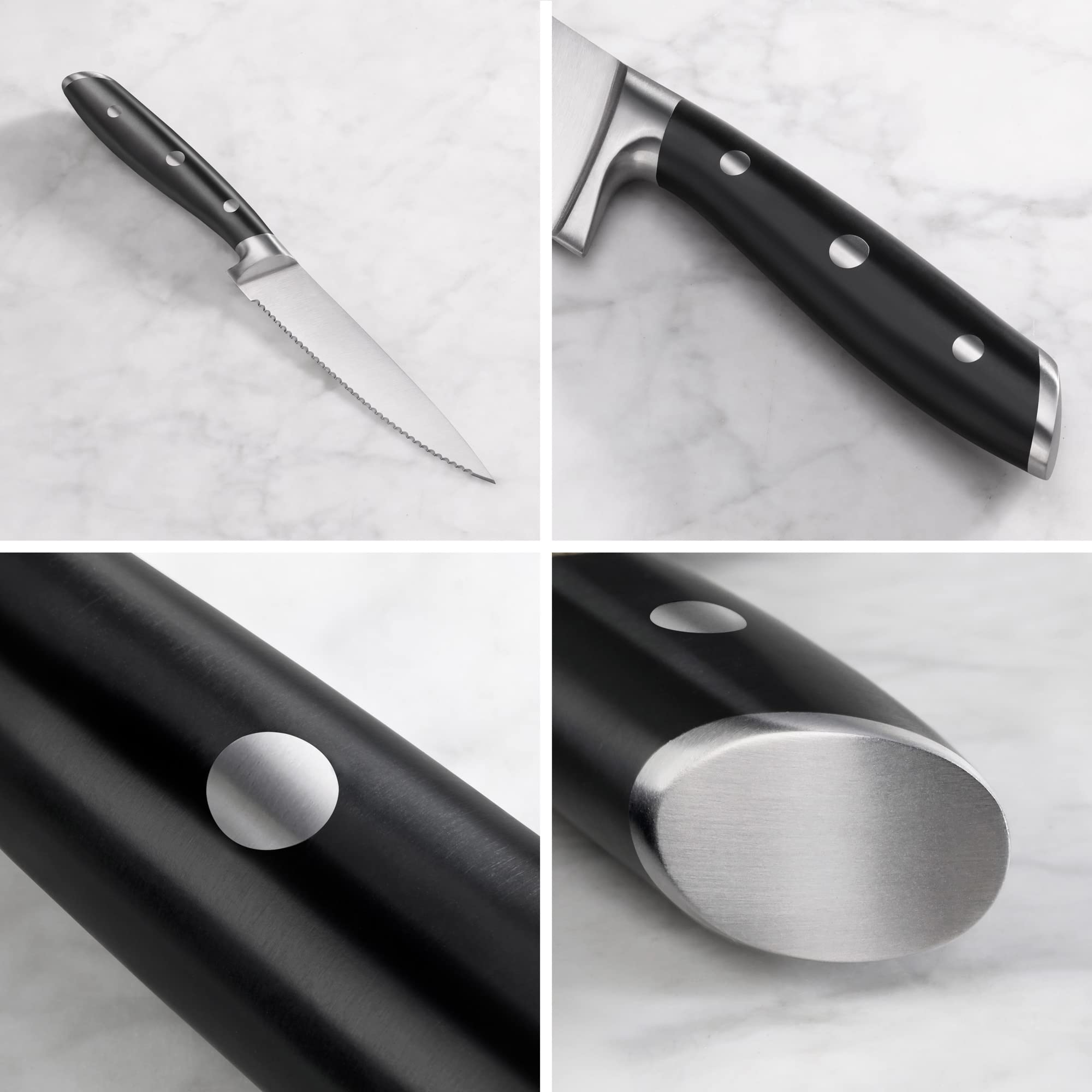 Ergonomic handle and angled bolster on Cangshan ALPS Series 502759