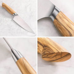 Forged Swedish 14C28N steel blade on Cangshan OLIV Series 6 Inch knife