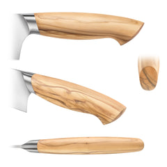 Olive wood handle detail on Cangshan OLIV Series 6 Inch Chef's Knife
