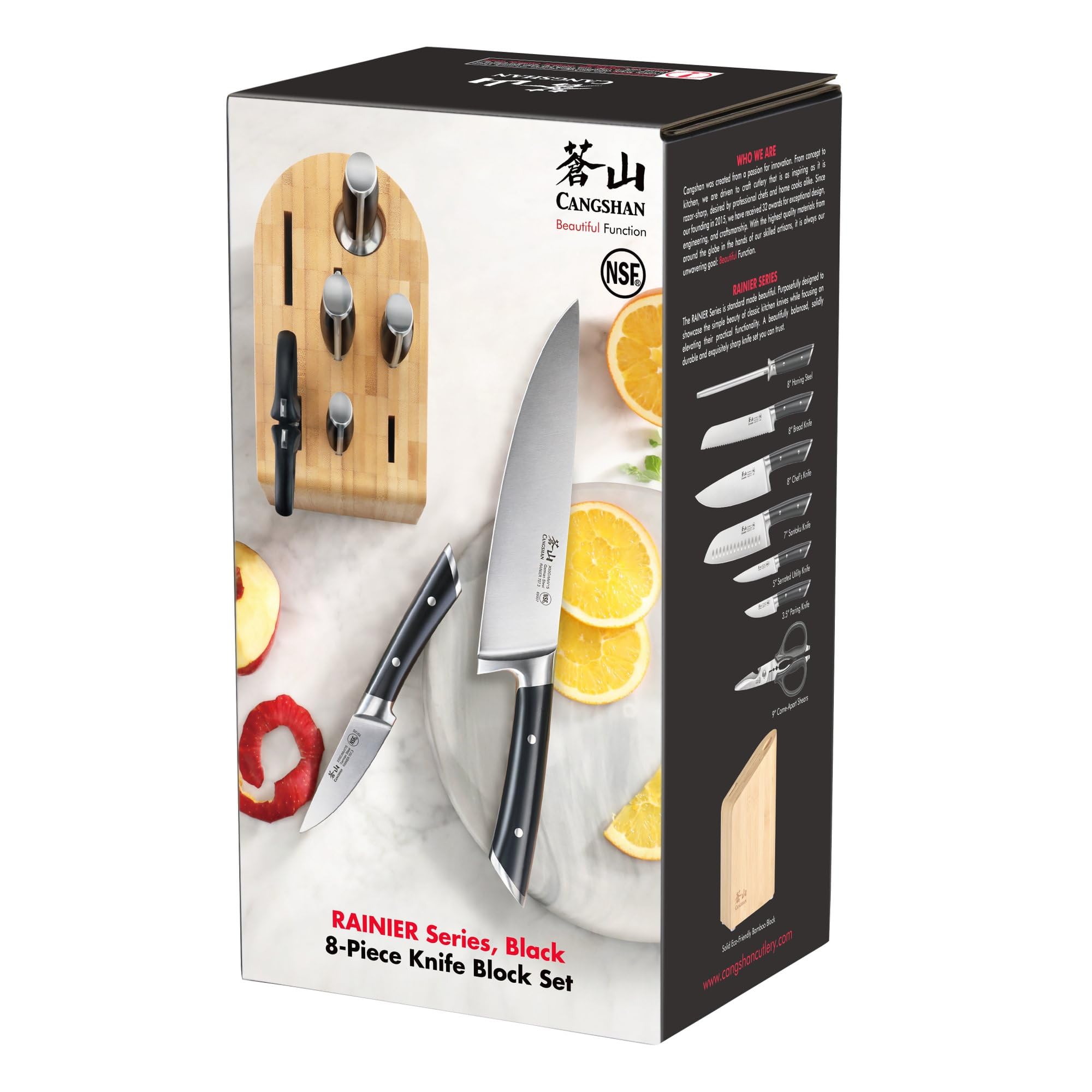 solid bamboo knife block for Cangshan RAINIER Series