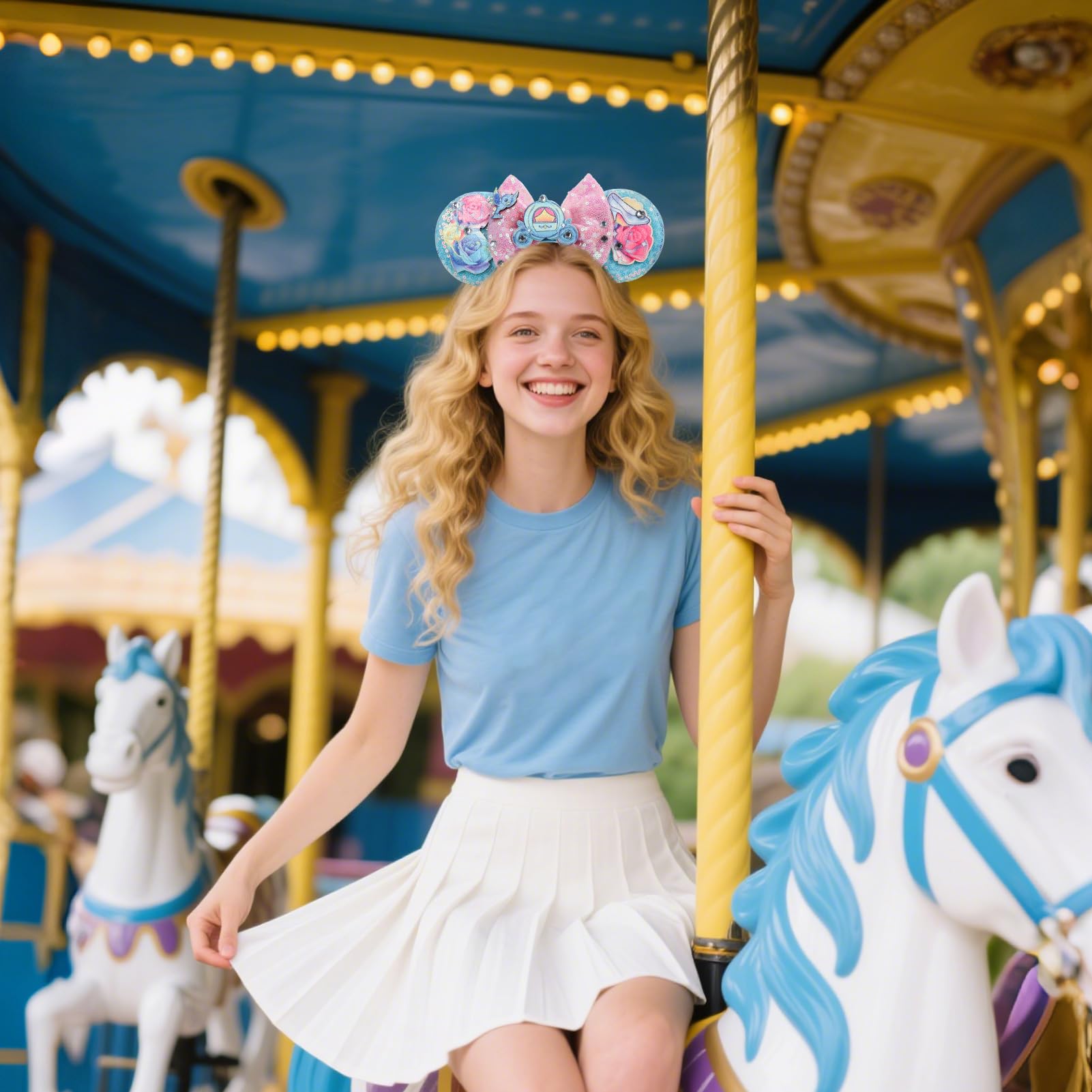 CANMIL Mouse ears headband with crystal accents bow