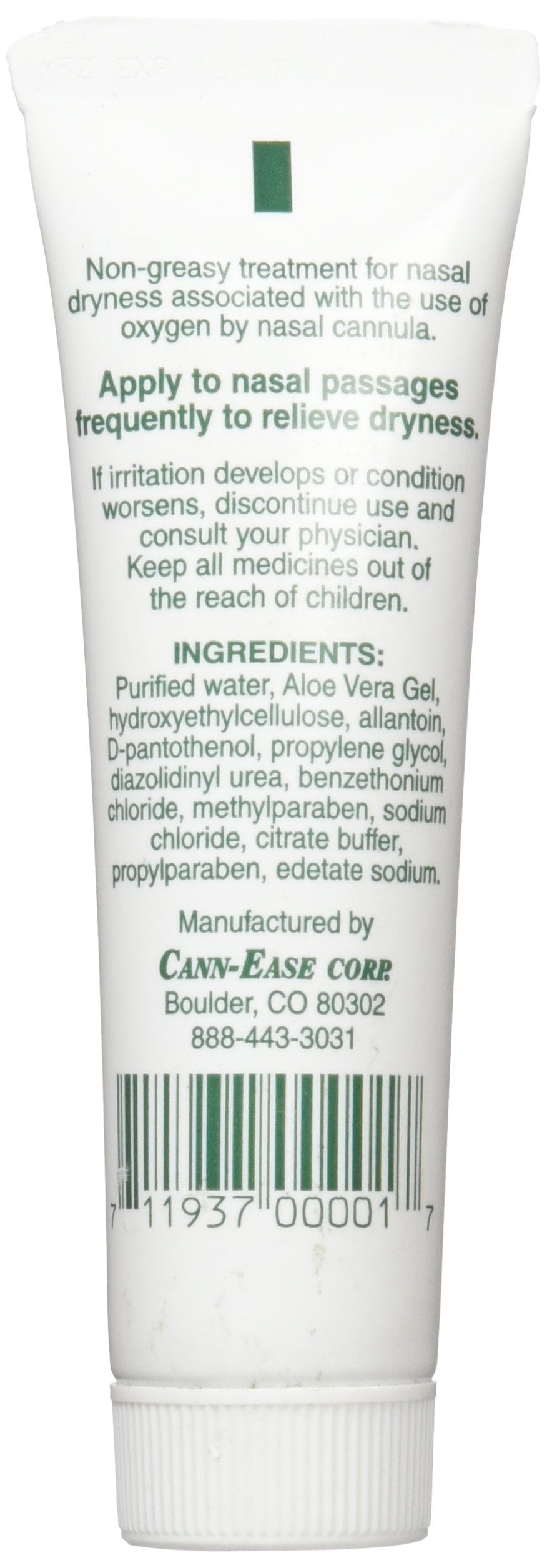 Aloe vera and allantoin ingredients in Cann ease nasal gel