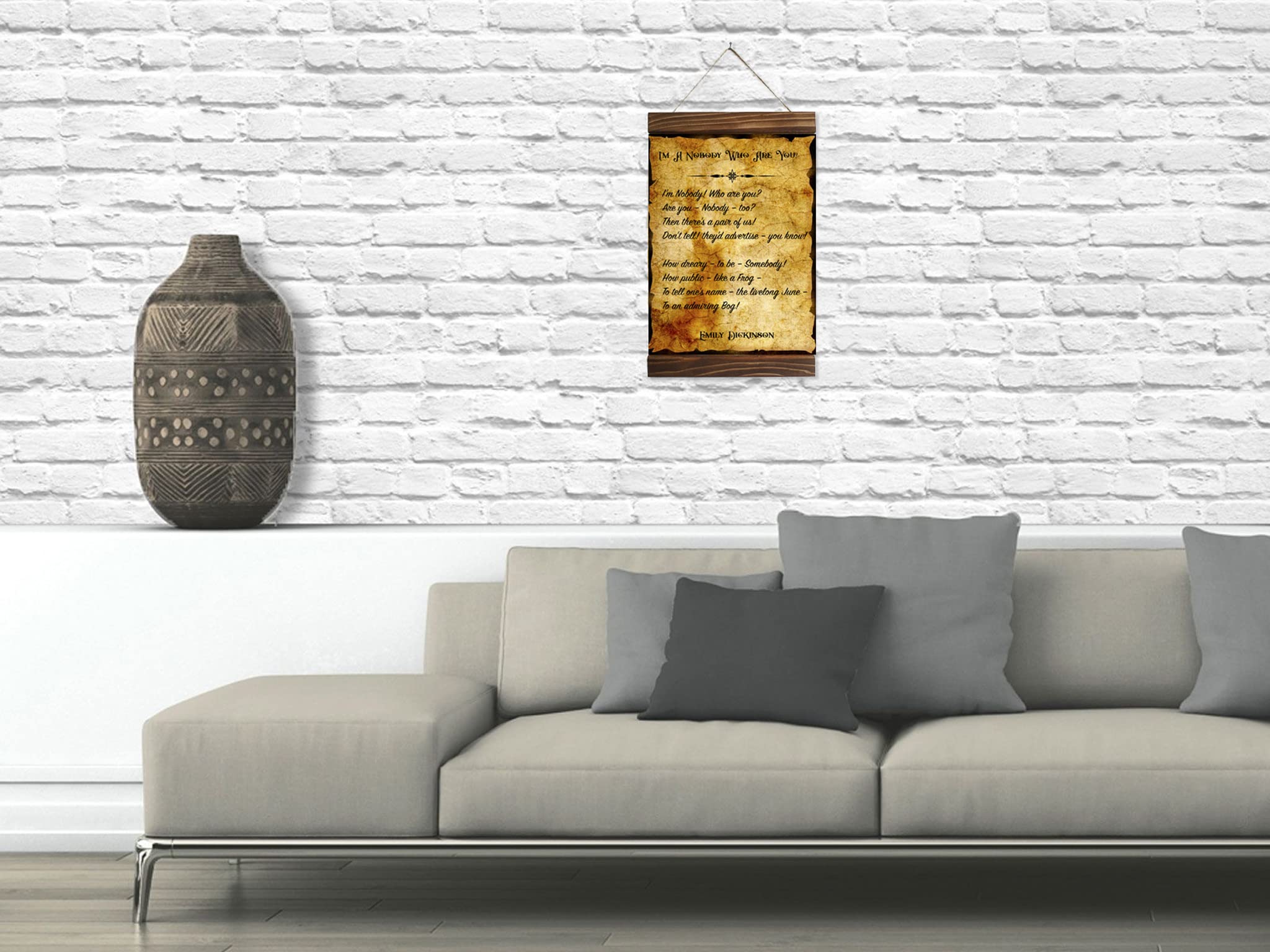 Gallery-wrapped canvas ready to hang with mounting hardware