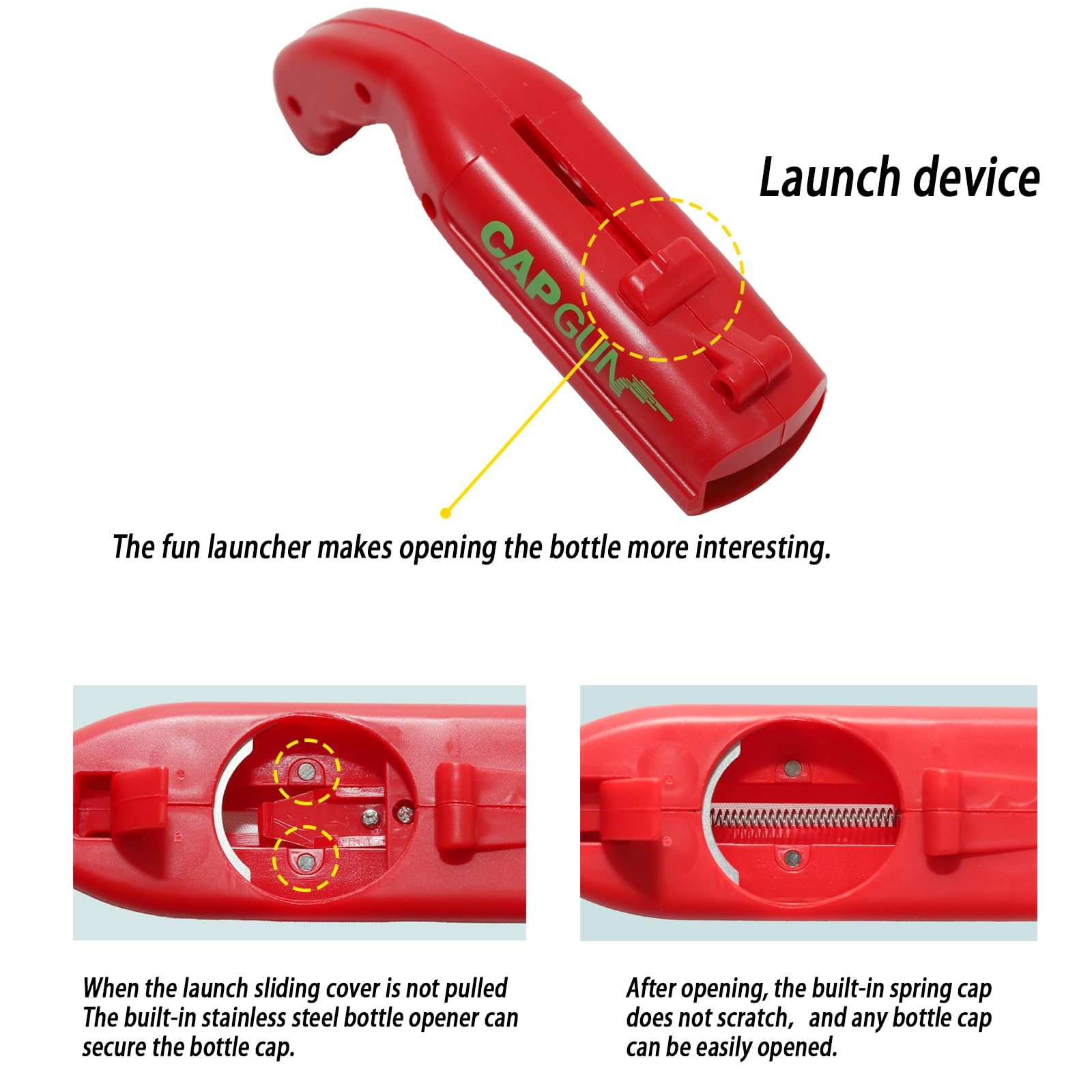 Cap Gun Bottle Opener packaging and components detail