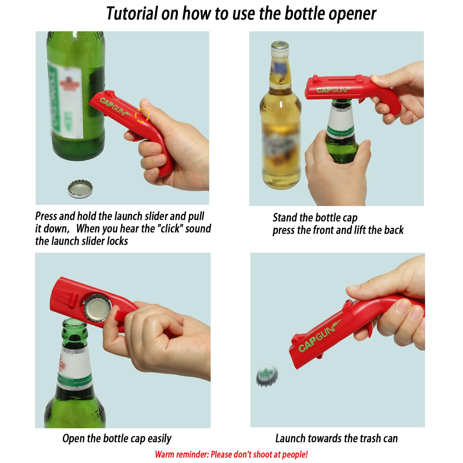 Cap Gun Bottle Opener 3 pack packaging image