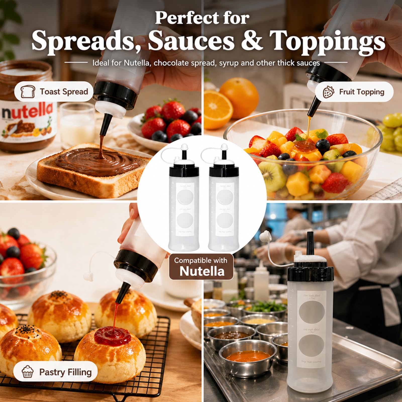 11.83 oz capacity squeeze bottles for home kitchens