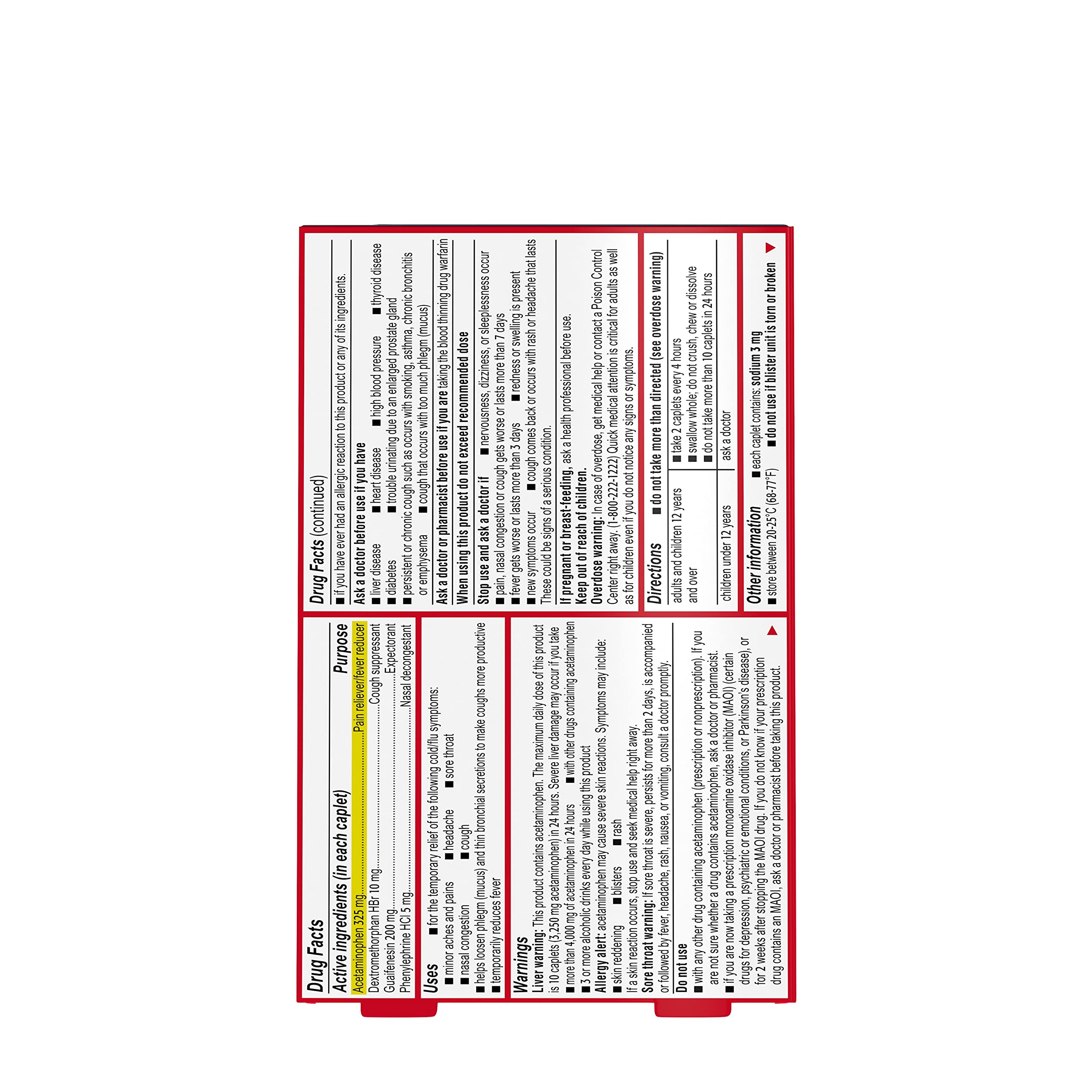 Acetaminophen dextromethorphan guaifenesin phenylephrine combination caplets