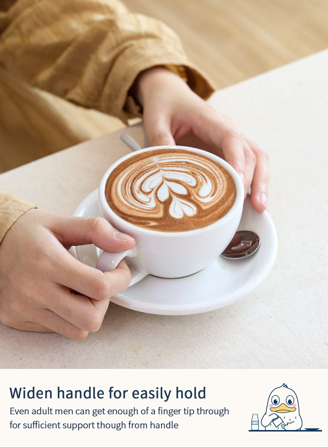 set of 4 white cappuccino cups with saucers LE TAUCI