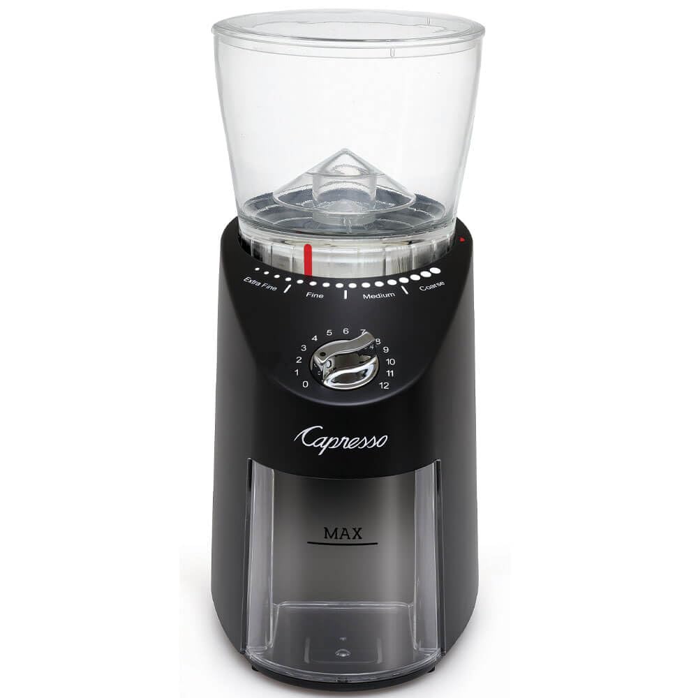 Black Capresso C570.99 grinder side view