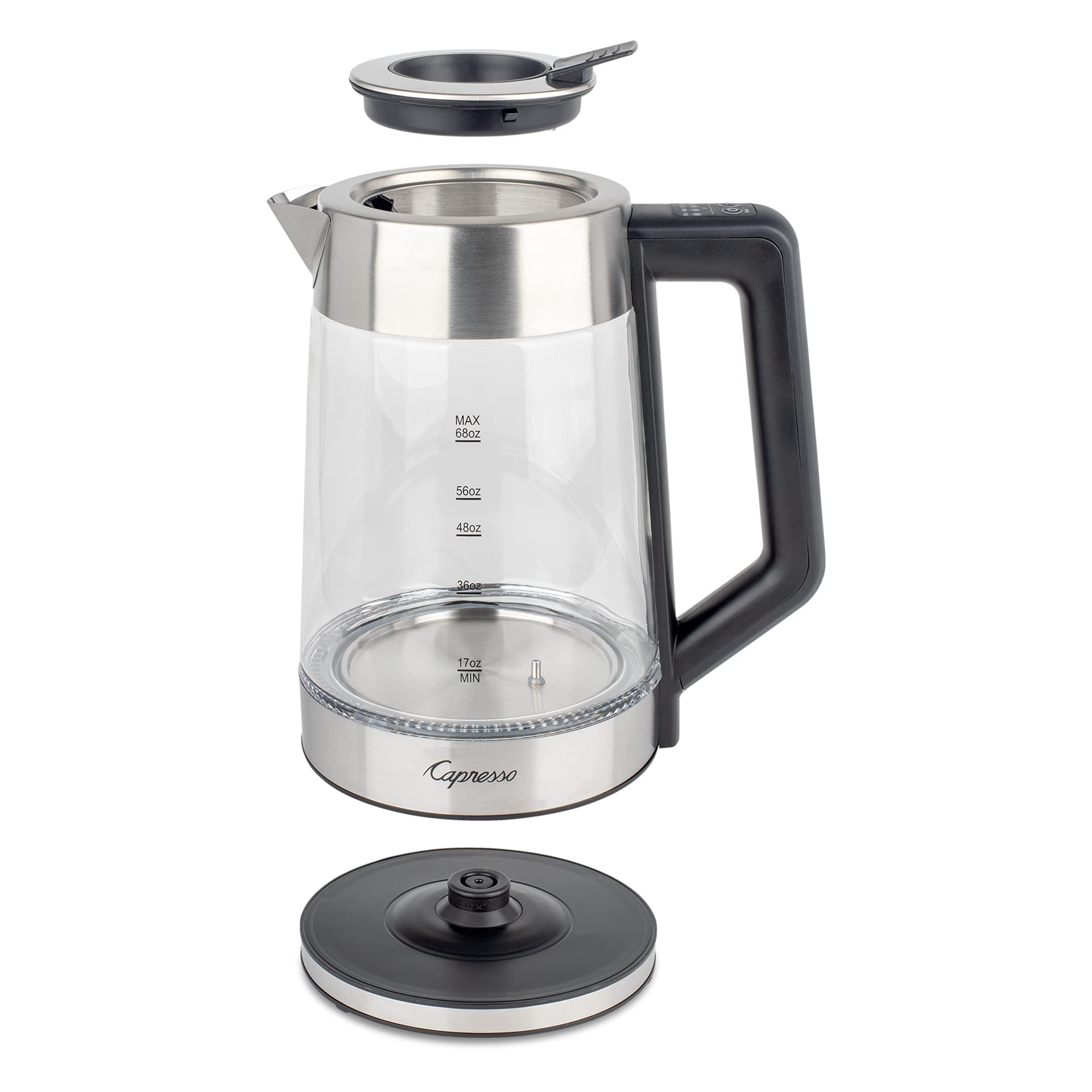 Capresso H2O Glass Select on base cordless design
